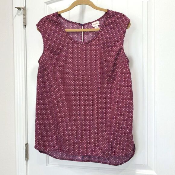 Merona Womans Sleeveless Patterned Sleeve Scoop Neck Top Size Large - Picture 1 of 4